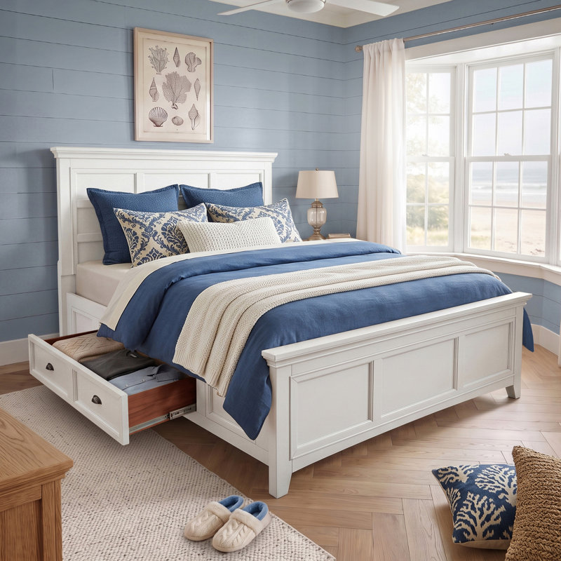 Lit plateforme avec rangement Genesha, Grand, Blanc