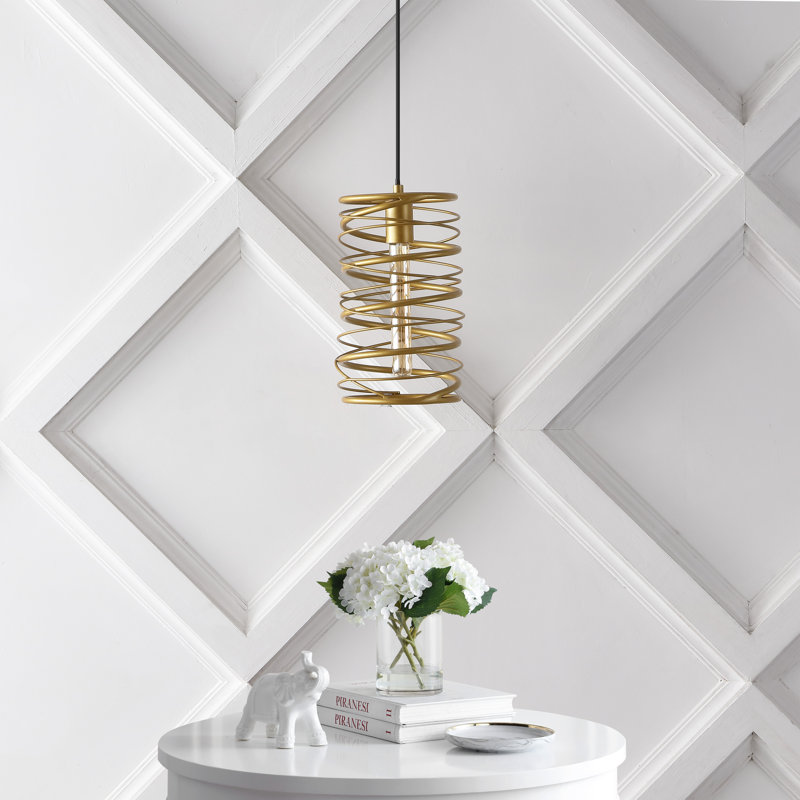 Luminaire suspendu géométrique à 1 lumière Chadwood, Peint or