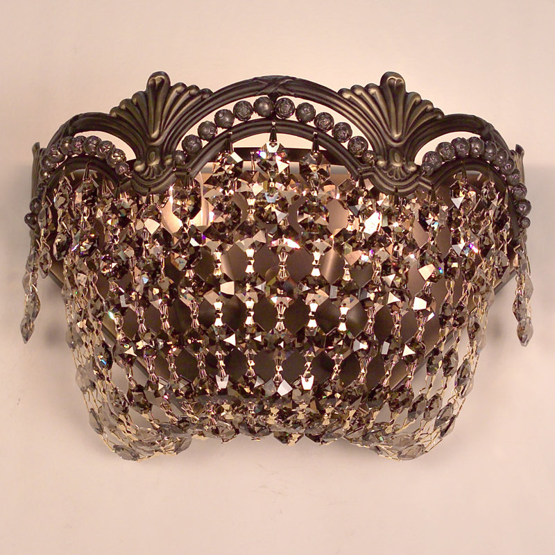 Exum Flush Mounted Sconce, Crystalique Golden Teak, Roman Bronze