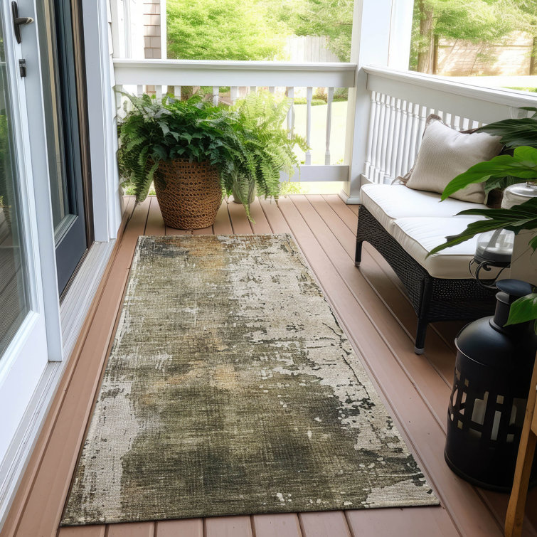 Machine Washable Indoor/Outdoor Claudian ACN1649 Olive Rug