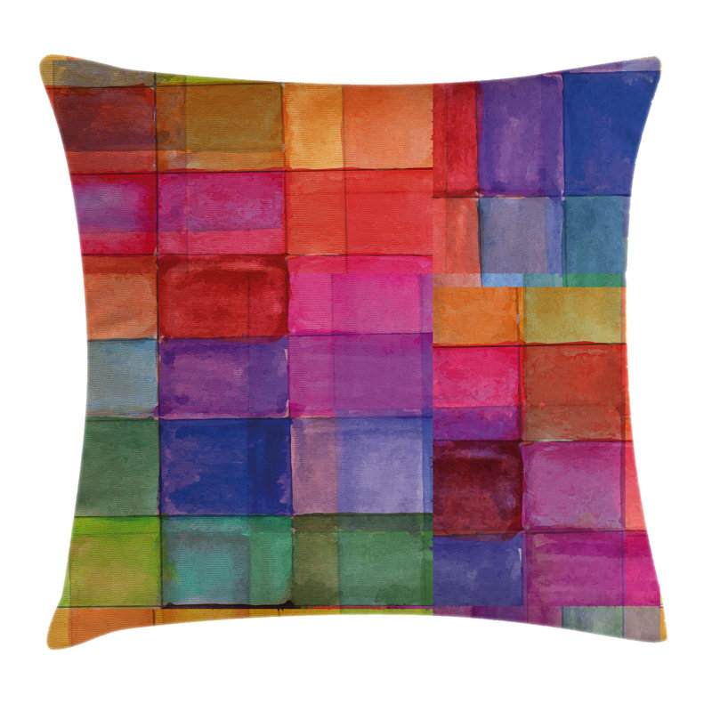 Rainbow Geometric Square Polyester Throw Pillow