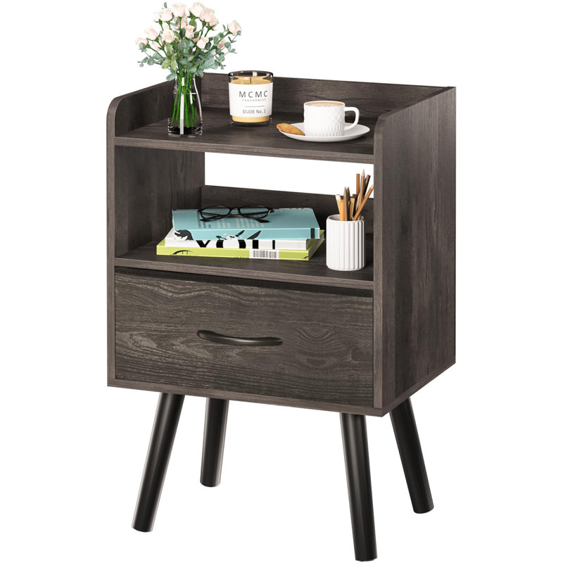 Table de chevet à rangement ouvert, Charcoal Grey