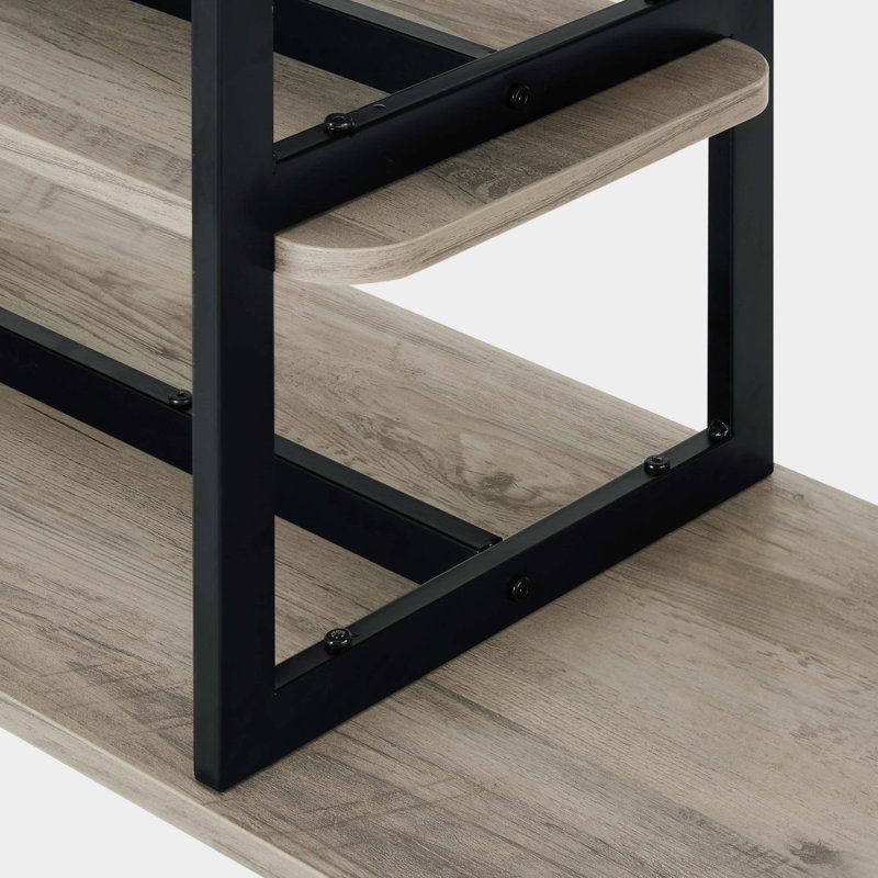 Celine 71" Console Table In Rustic Gray (3Shelf), Natural