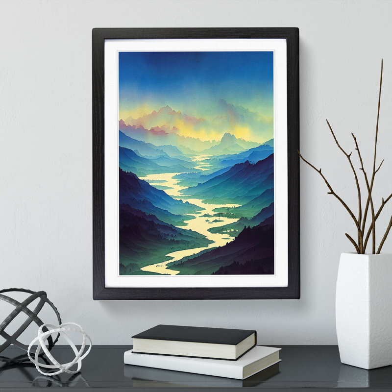 River Landscape No.4 - Framed Print, Black, 64cm H x 46cm W x 2cm D