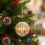 Ensemble de 3 boules de Noël suspendues en verre beige D3.9-521335592-521335573