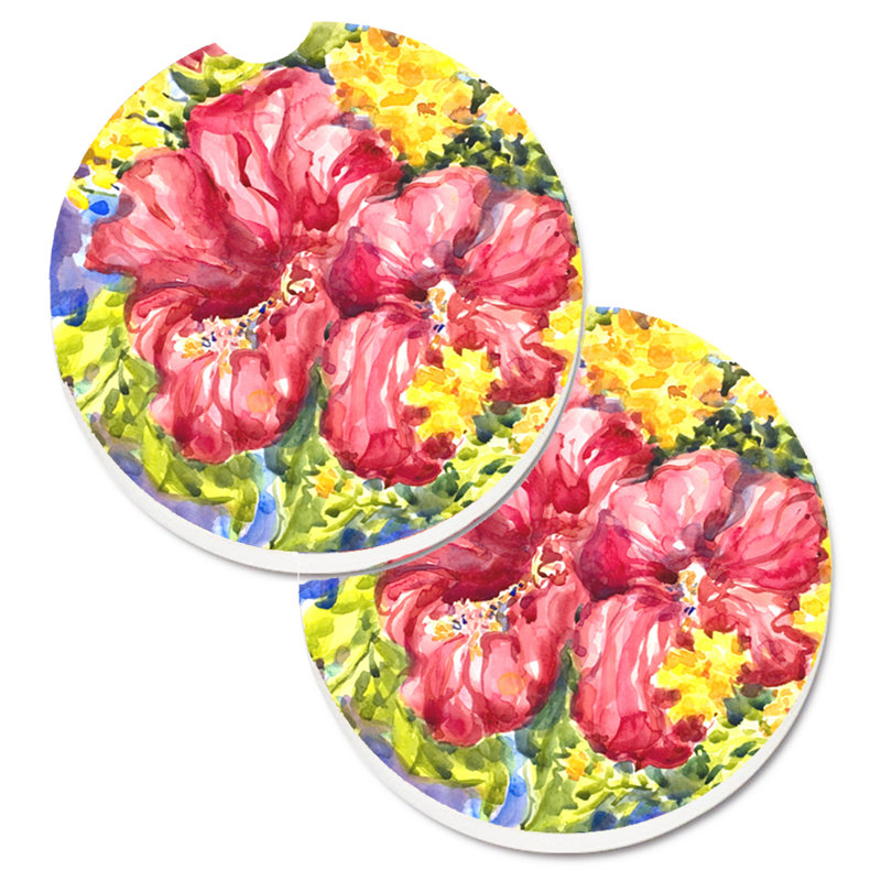 Ceramic Round 2 Piece Car Coaster Set