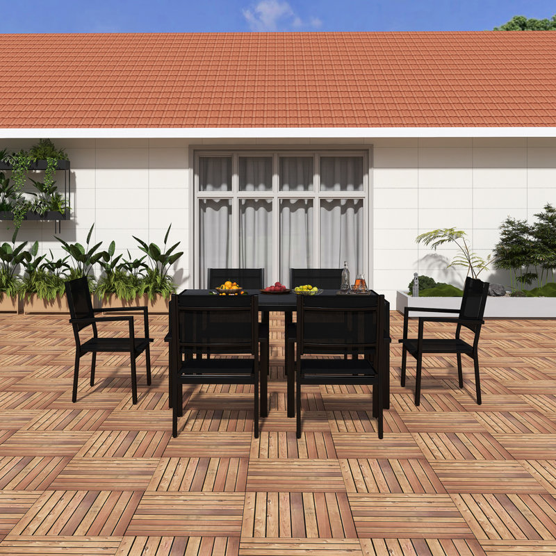 High-Quality Steel Outdoor Table And Chair Set, Black