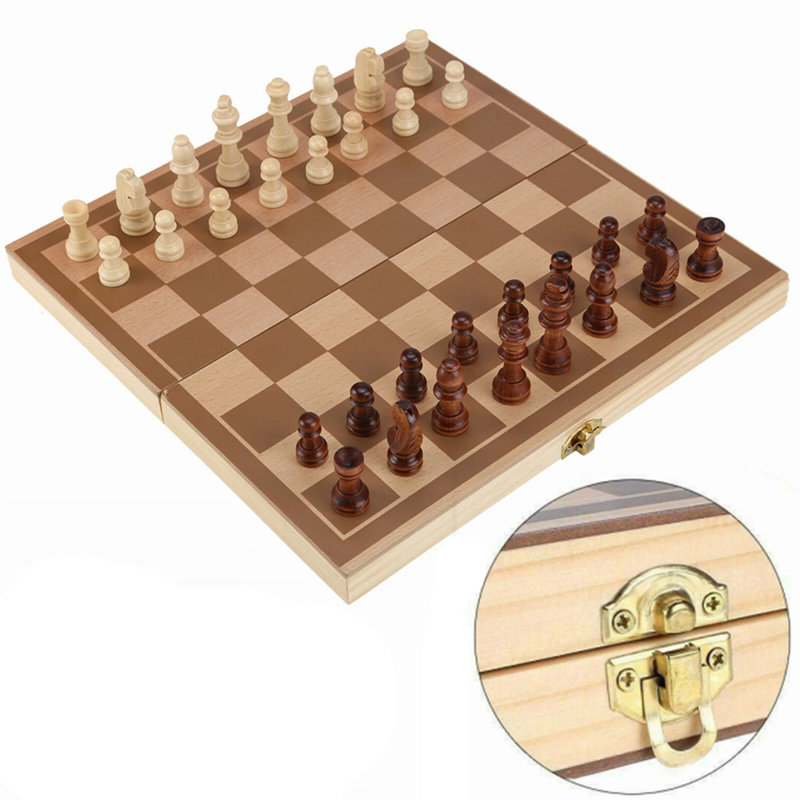 30cm*30cm Large Chess Wooden Set Folding Chessboard Pieces Wood Board Family Toys