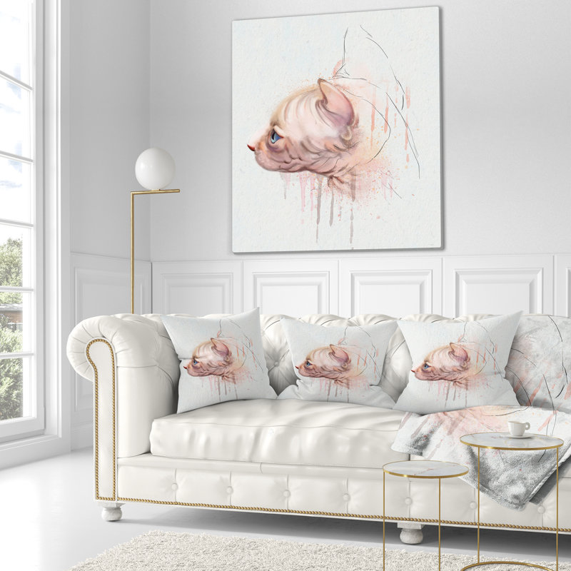Coussin lombaire à motif d'aquarelle, 16 po x 16 po, Carré