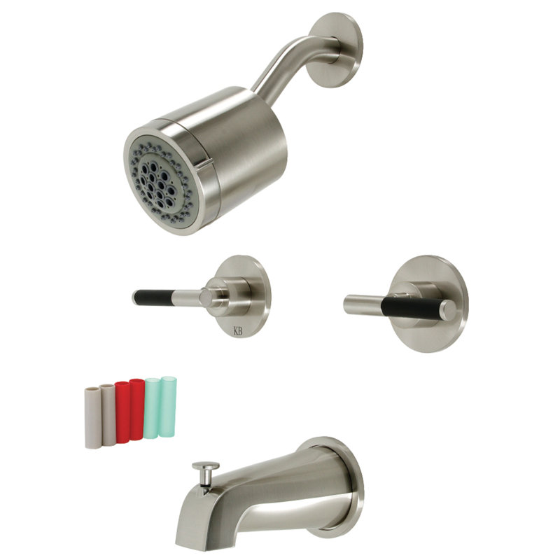 Kingston Brass Kaiser Double-Handle Tub and Shower Faucet, Brushed Nickel