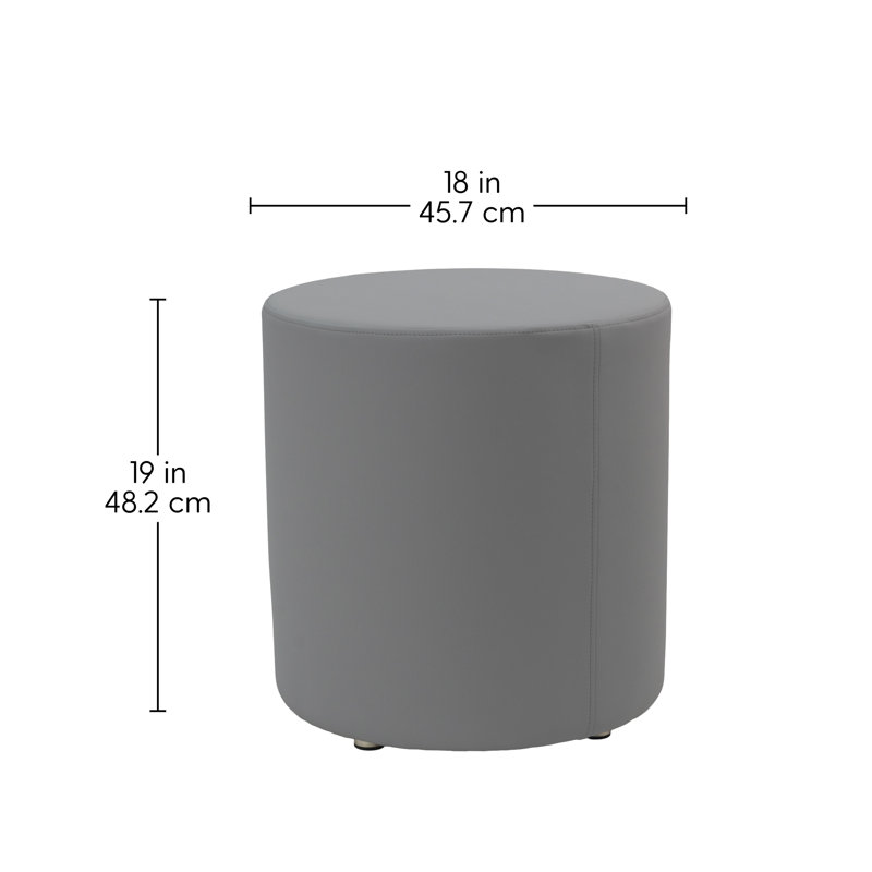 Repose-pieds rond en vinyle 18 pouces, hauteur 19 pouces, Gris