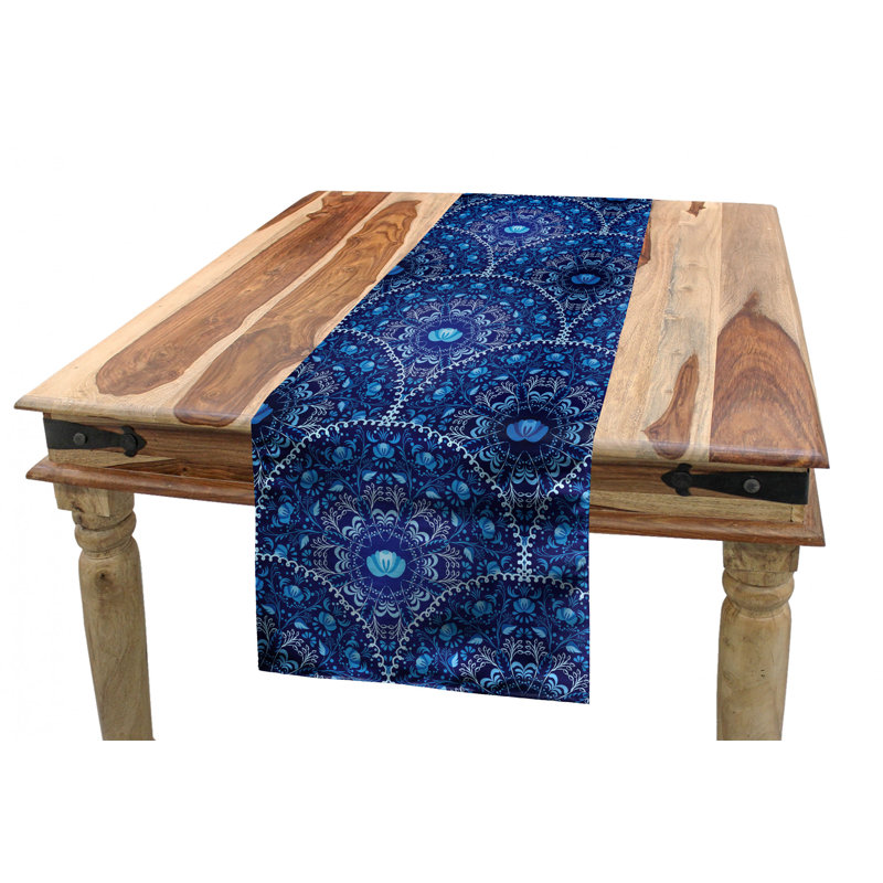 Geometric Table Runner, 16'' D x 72'' L, Navy