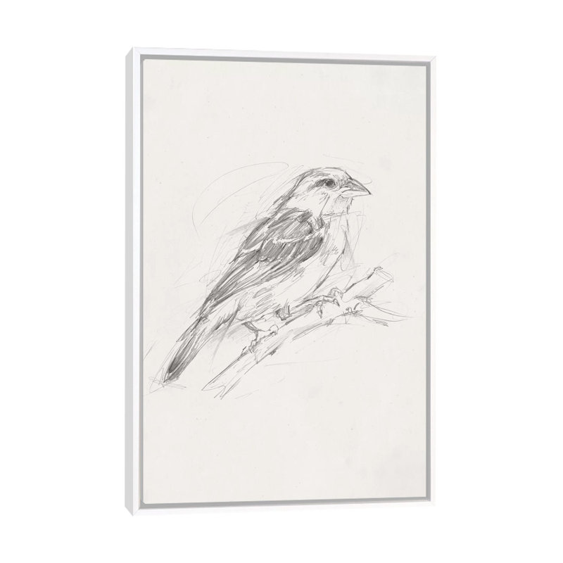 Reproduction d’art, "Avian Study II" par Ethan Harper, H 40 po x l 26 po x P 1,5 po, Toile blanche encadrée, Pas de tapis