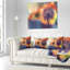 Fleur de pissenlit sur fond orange - coussin à imprimé floral-30722027-30722030