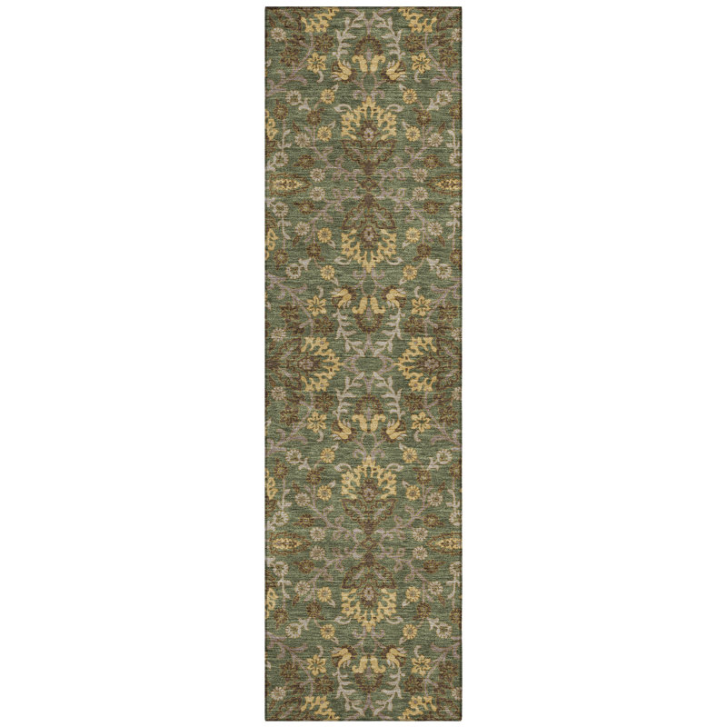 Machine Washable Indoor/Outdoor Chantille ACN2634 Global Rug, 2'3" x 7'6" Runner, Olive