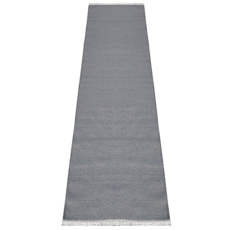Alithea Hand Woven Flat Weave Kilim Wool Eco-Friendly Area Rugs - Runner, Light Silver Color, Plain Solid Design, Low Pile Handmade Area Rugs for Living Room, Bed Room