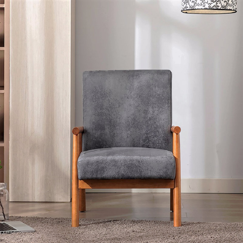 Fauteuil de style moderne Mid-Century de 25 po de large, gris, Grey Microfiber/Microsuede