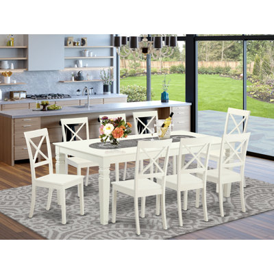 Belavida 8 - Person Solid Wood Top Four Leg Dining Set