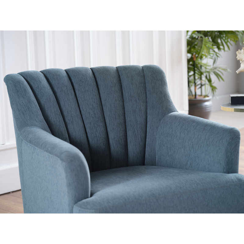Urbane 31.5'' Wide Swivel Armchair, Blue Polyester Blend