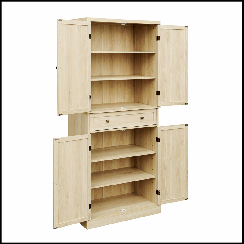 Armoire de rangement en rotin à 4 portes avec 1 tiroir et 4 tablettes réglables, durable et imperméable pour une utilisation extérieure
