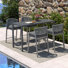 Ensemble de salle à manger d'extérieur en aluminium 5 pièces, ensemble de barre de patio tissé en corde avec table rectangulaire
