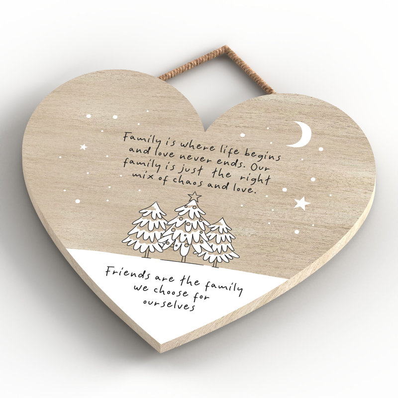 Friends Are Family We Choose Heart Wooden Plaque Vivid Squid Wholesale Wall Decor
