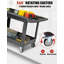 Chariot de service utilitaire à 2 tablettes, chariot de service roulant PP robuste avec roulettes pivotantes à 360 ° (2 avec freins), 550 lb, grande tablette à lèvres, poignée de rangement ergonomique pour entrepôt / garage / nettoyage-136183230-136183231