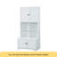 Armoire de rangement haute et large pour salle de bain, unité de rangement pour salle de bain, armoire autoportante avec 4 portes, tablettes réglables, tablettes ouvertes multicouches, blanc-328573298
