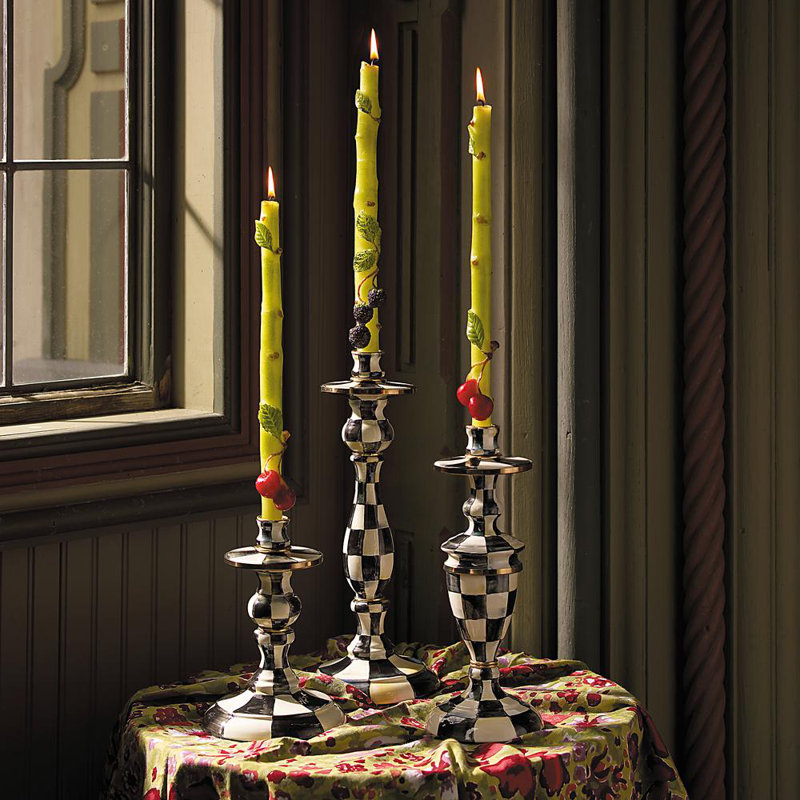 Courtly Check Small Enamel Candlestick