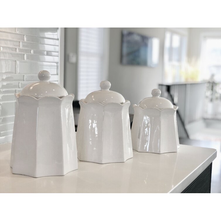 $39.99 - Granrosi Aesthetic Farmhouse Kitchen Storage Canister Set of 3 -  White – Môdern Space Gallery