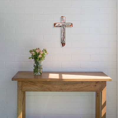 Meyerdirk Art Southwest Cross, art mural en acier - médaillon rouge