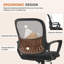 Fauteuil de direction de bureau à domicile avec conception ergonomique, pivotant en maille à dossier moyen, soutien lombaire confortable, accoudoirs confortables pour la chambre à coucher, bureau, étudiant-124504150-124504151