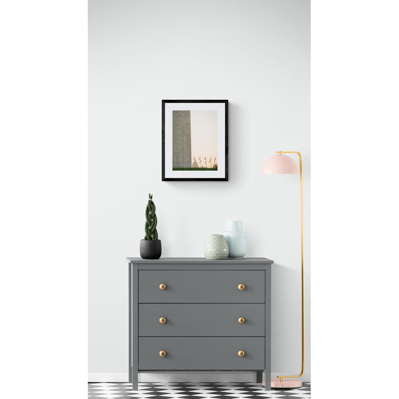 Washington Monument Flags Print by Angela Pan, Black Framed Paper, 21.25" H x 17.25" W