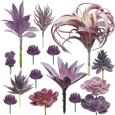 15-piece Style 7 Purple Artificial Succulent Plants