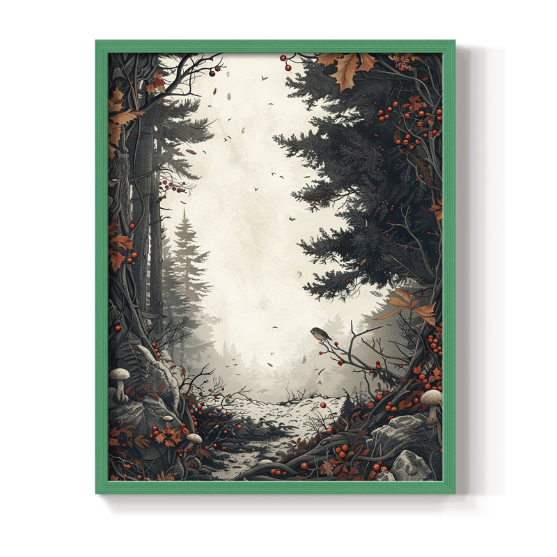 «Christmas Holiday Art DCXVII», reproduction d'art encadrée - bois massif, H 30 po x l 24 po, Vert
