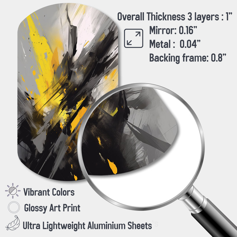 Soorya jaune gris vibrant tourbillons II, H 31 po x l 19 po x P 1 po