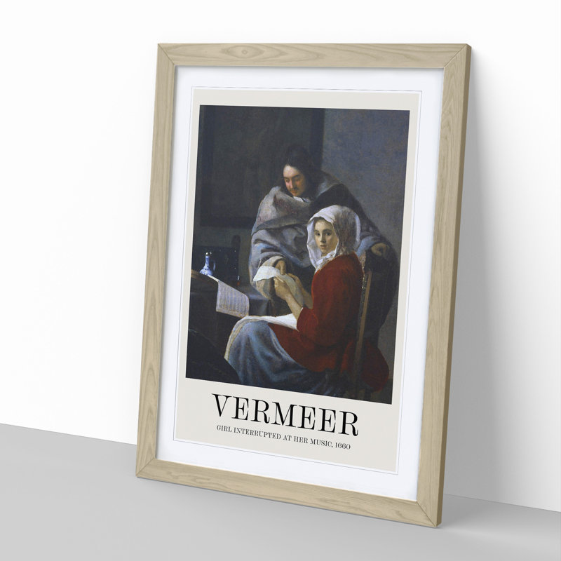 Girl Interrupted At Her Music by Johannes Vermeer - Single Picture Frame Print, Oak Framed, 36cm H x 27cm W x 2cm D