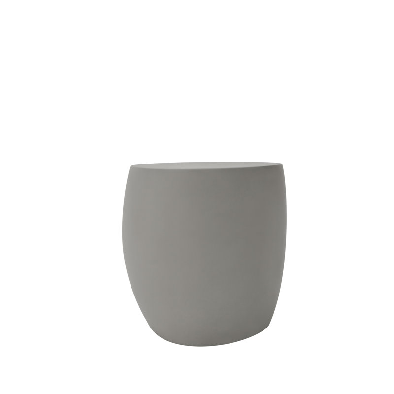 Elementi Home Ikaria 19" Egg-Shape Space Grey Concrete Side Table for Indoor and Outdoor Use