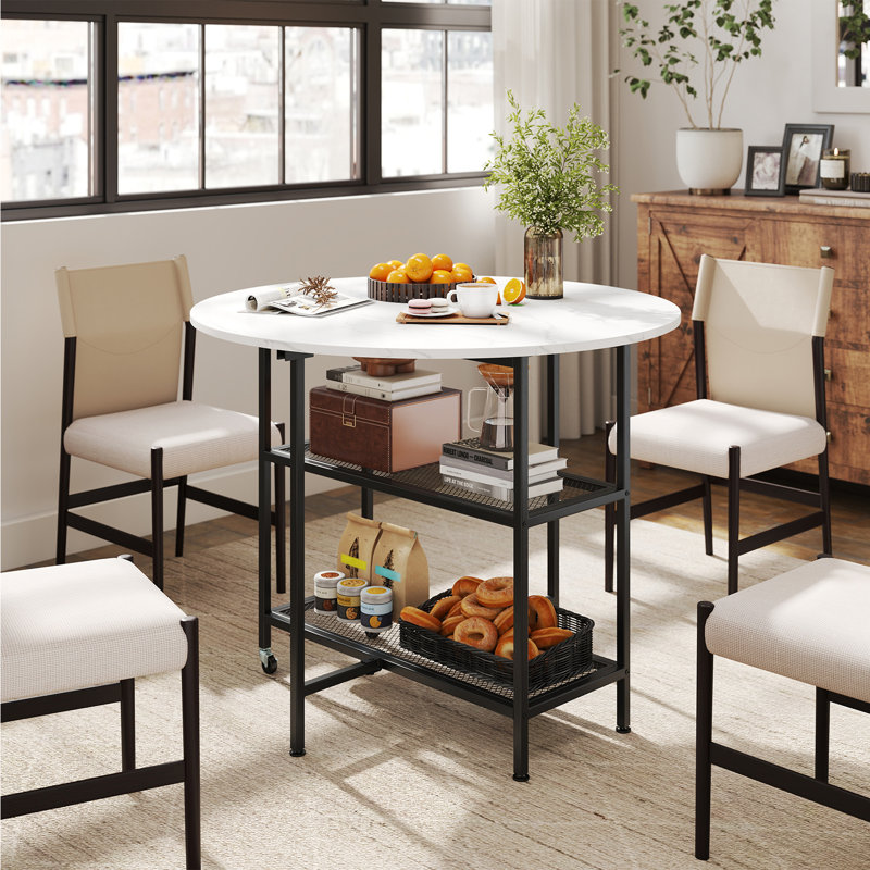 36'' Round Dining Table for 4 People, White