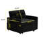 Fauteuil convertible 3 en 1, dossier réglable, noir, résine et rembourrage en bois massif, fauteuil inclinable de style moderne pour le salon 1, velours noir, petits espaces compacts, installation facile, polyvalence-150998527