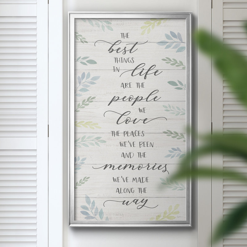 «Best Things», art textuel sur toile, H 14,5 po x l 26,5 po x P 1,5 po, Cadre argenté