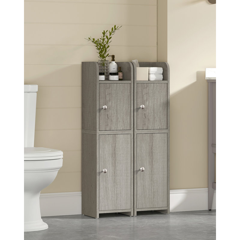 Bathroom Cabinet With 2 Doors And Adjustable Shelf, Light Gray