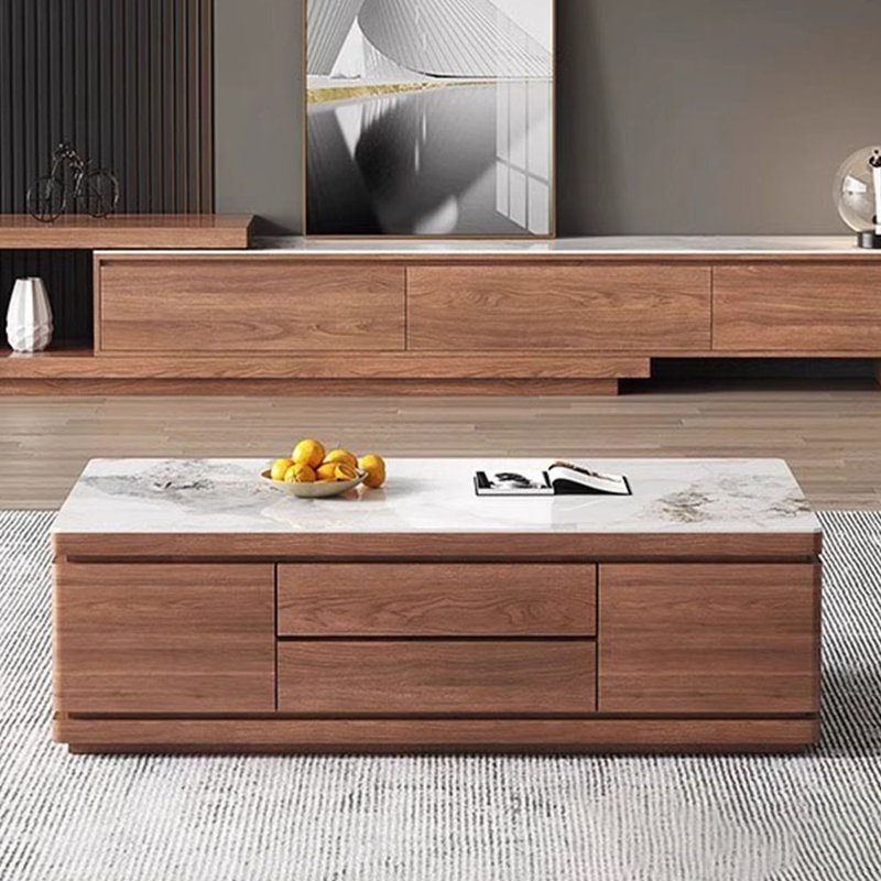 Table basse moderne de style nordique, Blanc / gris clair, H 19,7 po x l 51,2 po x P 27,6 po