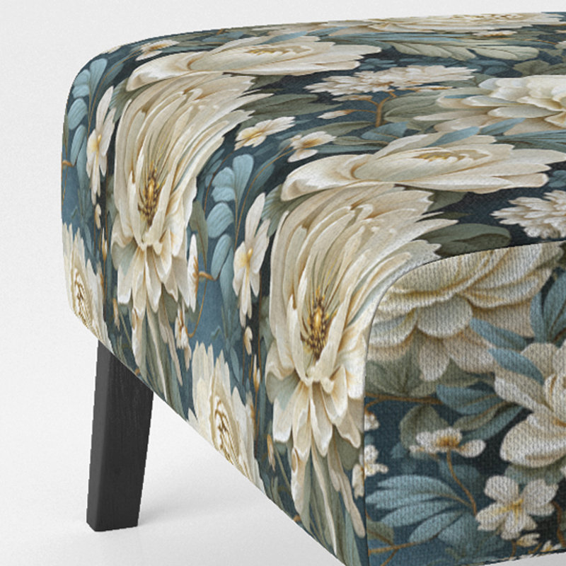 Fauteuil de chambre beige et vert naturel damassé Serenity