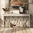 60''Acacia Veneer Console Table With 4 Spacious Drawers, Modern Crisscross Design Entryway Table With Open Bottom Storage-375586033