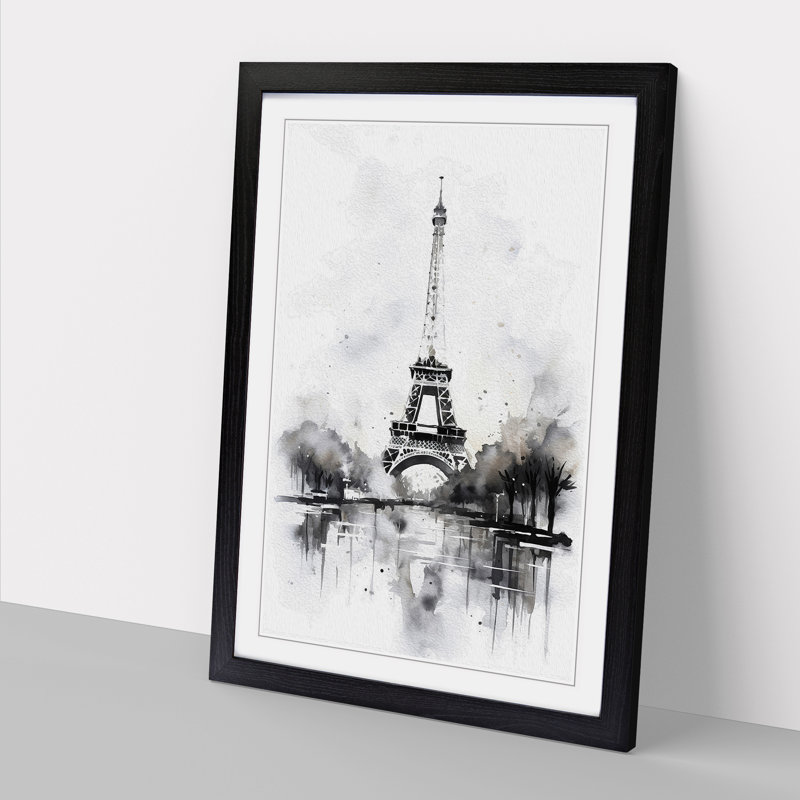 Eiffel Tower Gestural Framed Print, Black, 34" H x 25" W x 2" D