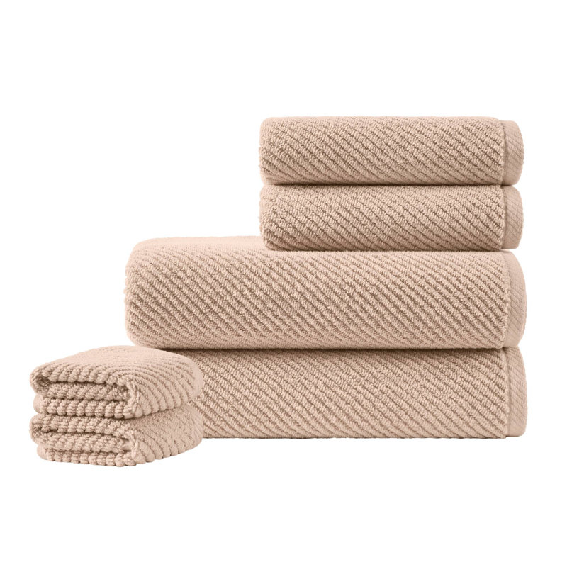 Ensemble de serviettes 6 pièces Diagonal, Beige, Ensemble 6 serviettes de bain