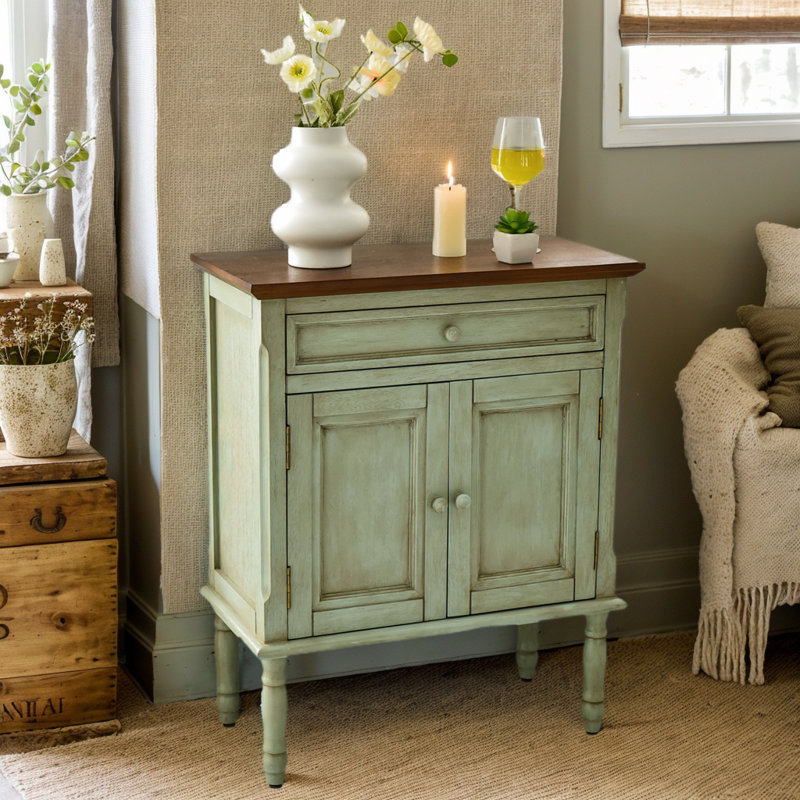 Armoire de rangement Farmhouse, Plateau brun / base verte