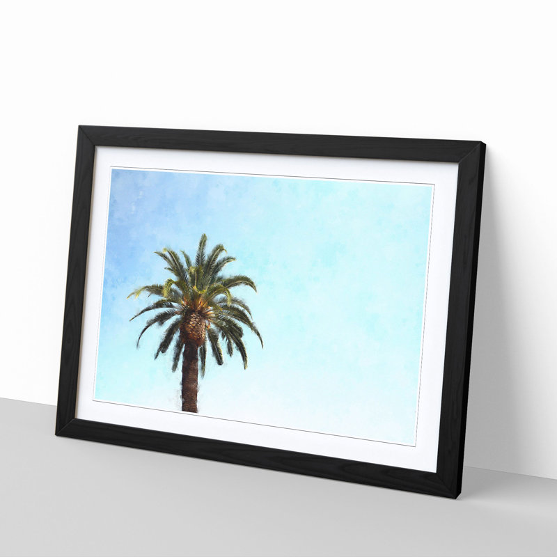 Lone Palm Tree - Picture Frame Graphic Art Print, Black Framed, 24cm H x 33cm W x 2cm D