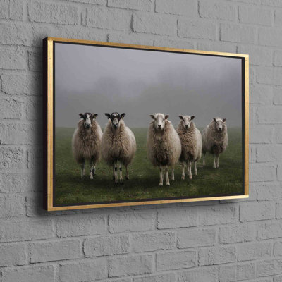 Art mural en toile de coton rustique avec moutons rustiques, idéal pour rehausser votre espace de vie avec un cachet campagnard rétro